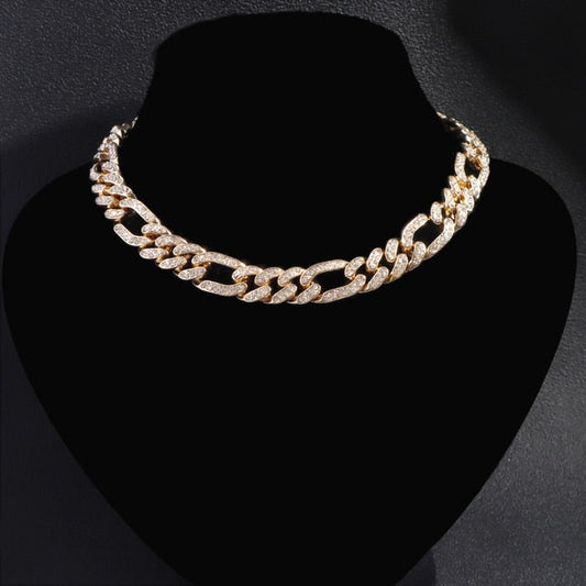 Cuban Necklace White/Gold Plated