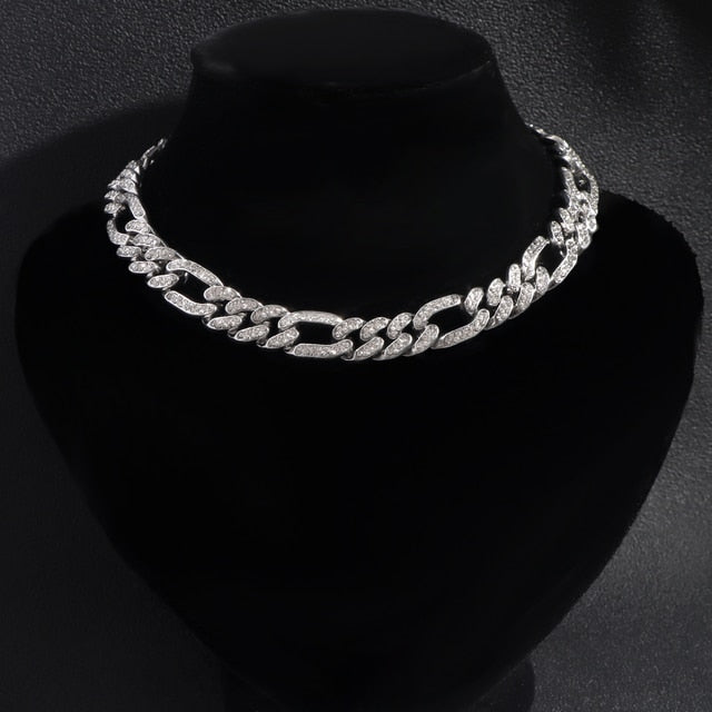 Cuban Necklace White/Gold Plated