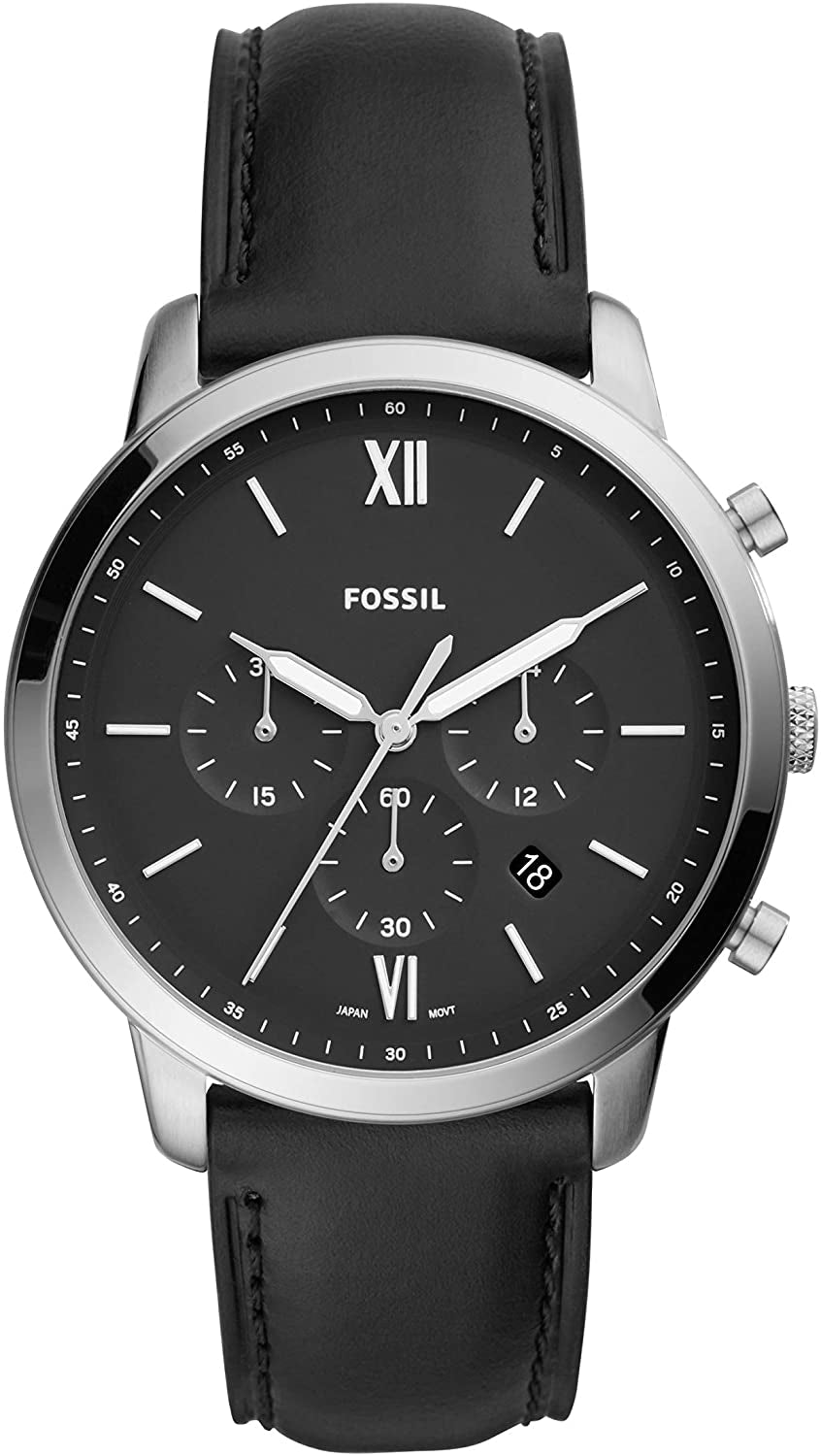 Fossil Neutral Men's Chronograph Watch - Stainless Steel Bracelet or Genuine Leather Band Watches