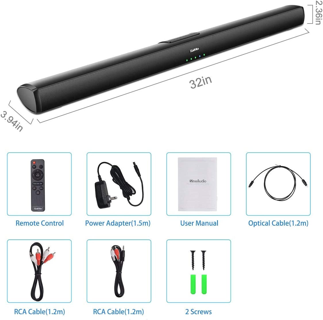 Sound Bars - TV Wired & Wireless Bluetooth 5.0 TV Stereo Speakers Surround Sound System