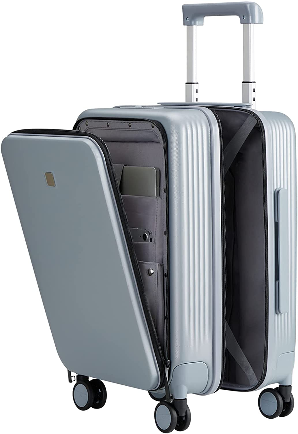 Carry on Luggage with Spinner Wheels Hard Suitcases with Front Pocket & TSA Lock