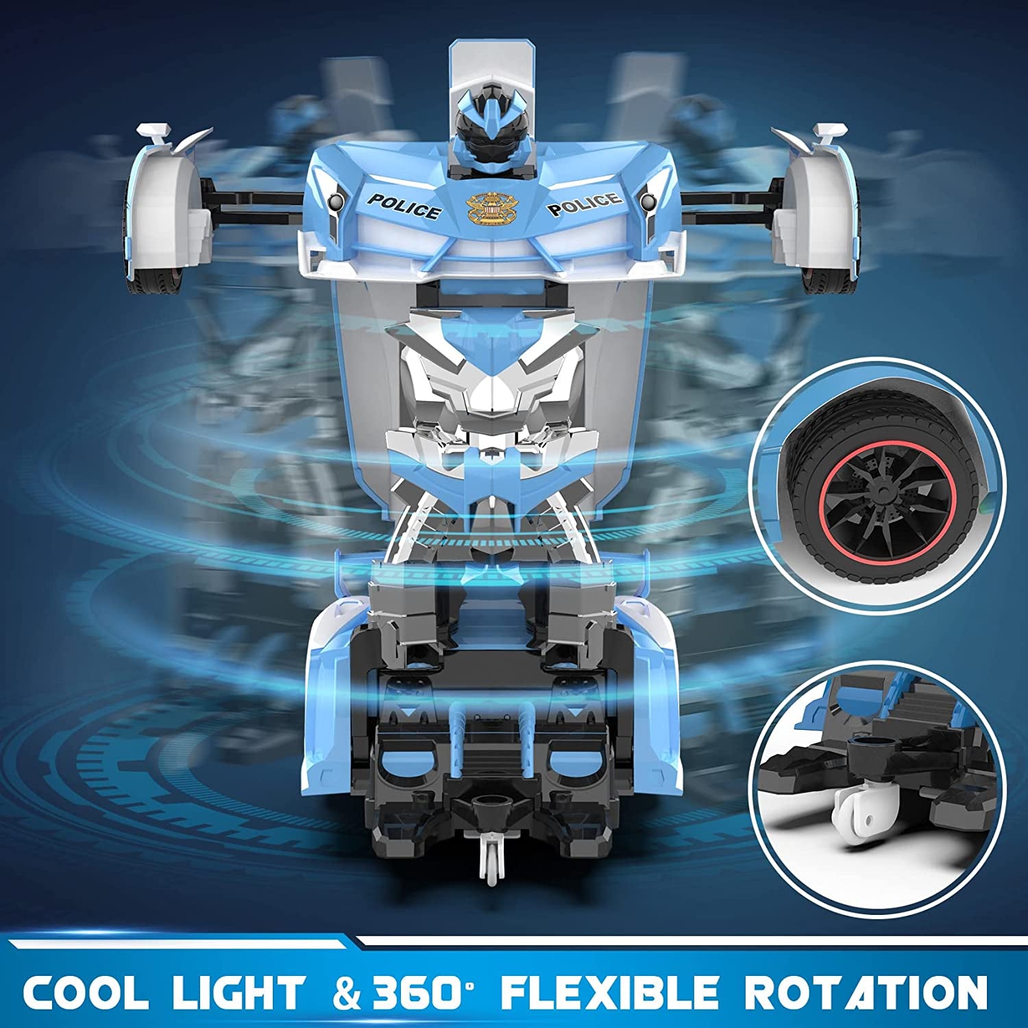 RC Cars - Police Transformer Remote Control Car with Flashing Light