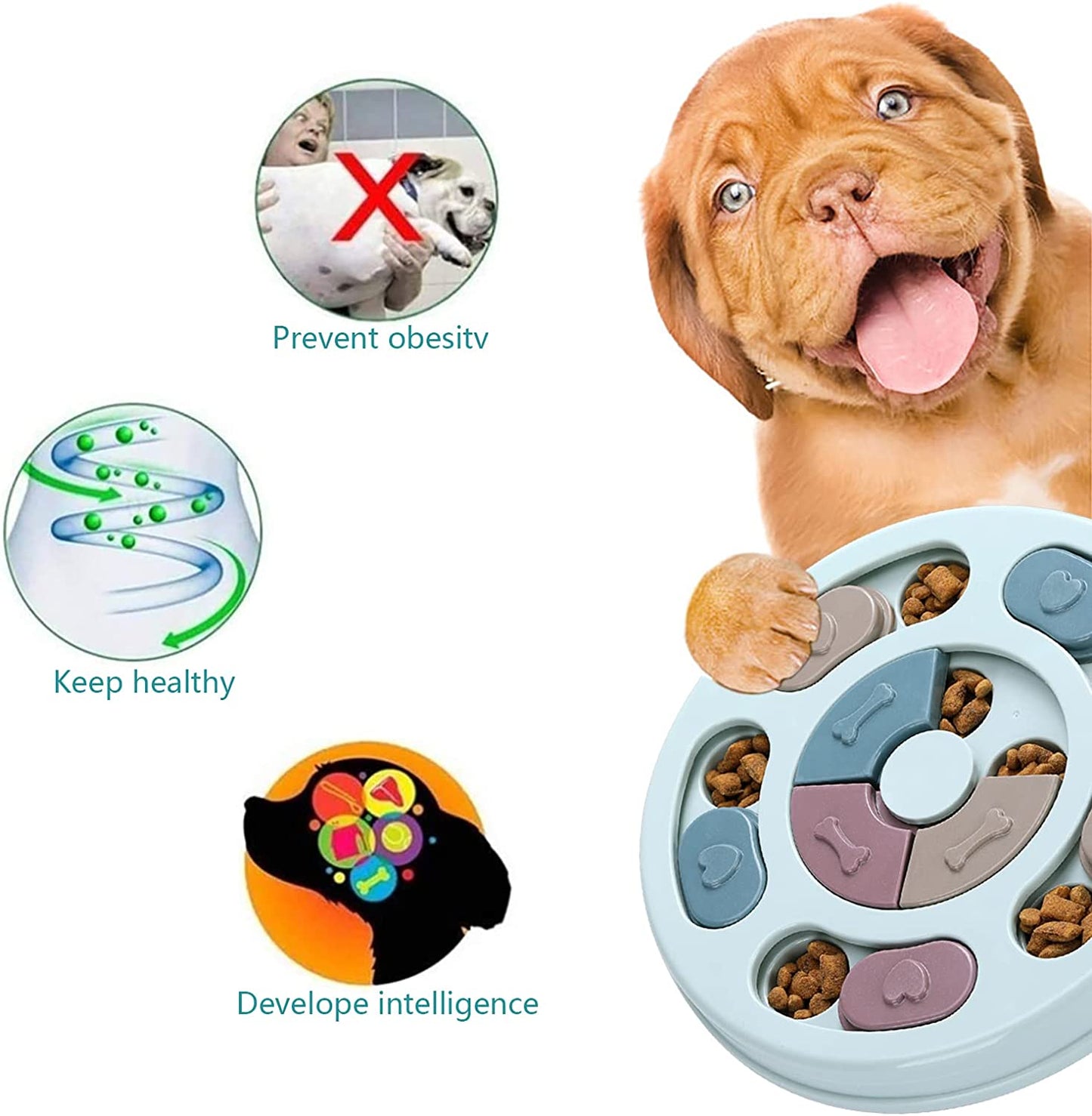 Dog Food Puzzle Feeder - Toys IQ Training & Mental Enrichment Dog Treat Puzzle