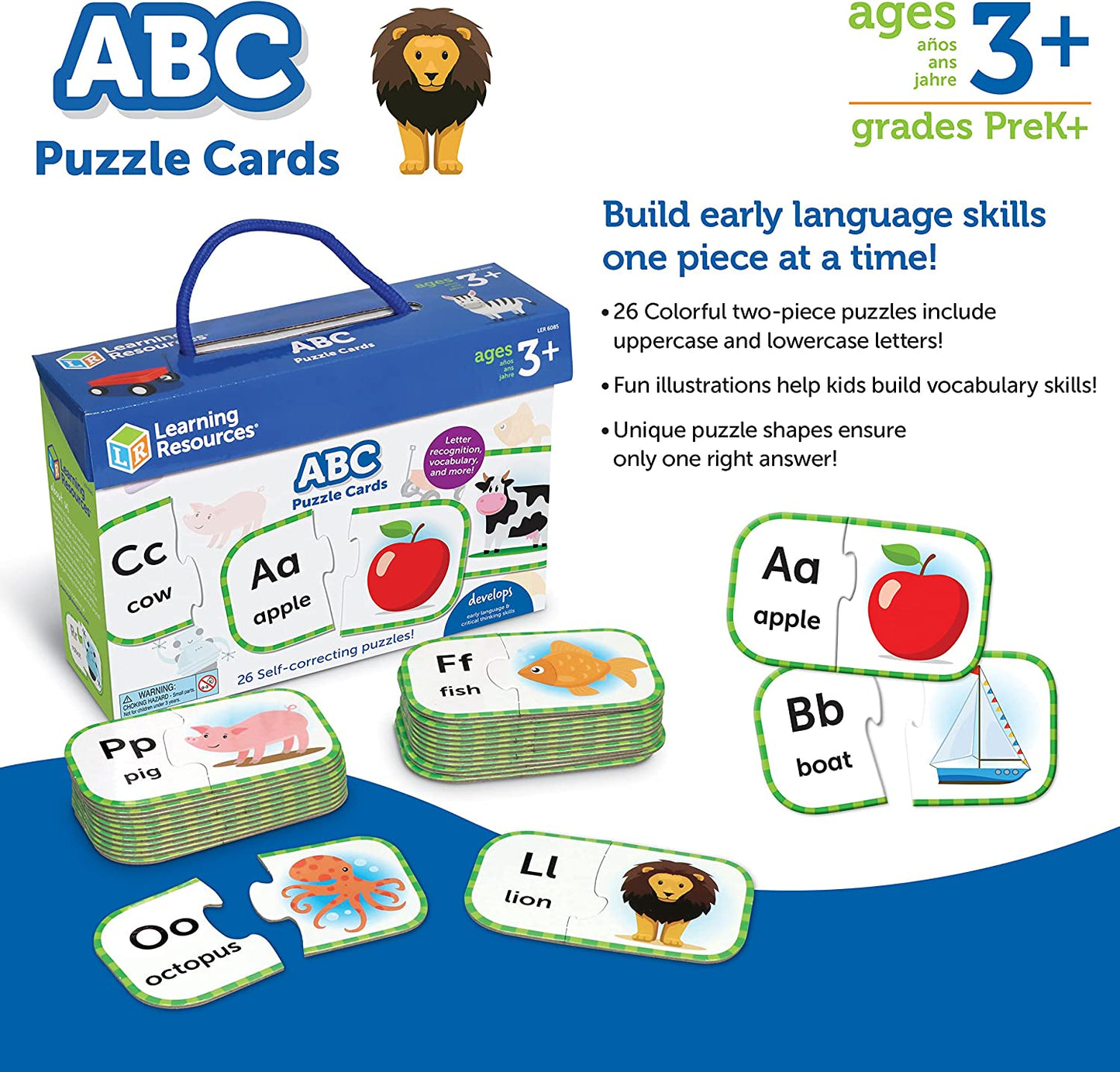 Toddlers Puzzles - ABC Learning Puzzle Cards Self Correcting Alphabetic Puzzles Games