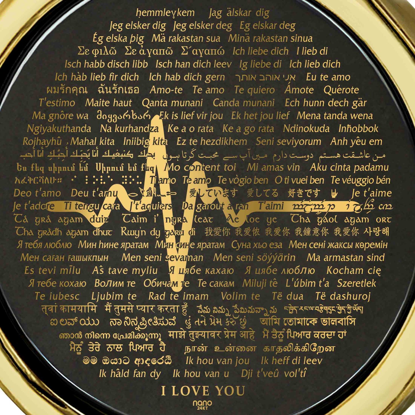 Her Heartbeat Necklace of Love Over 100 Languages