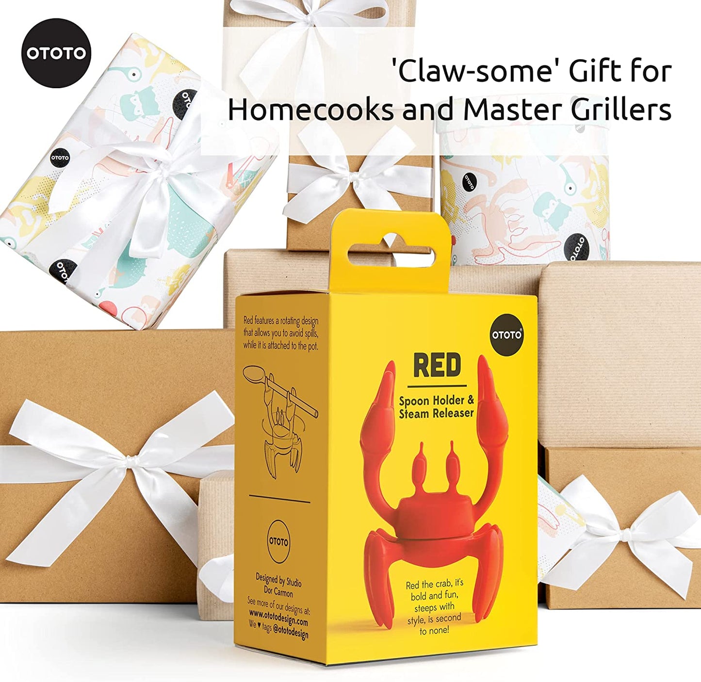 Utensil Holder - Heat Resistant Red Crab Silicone Utensil Rest Kitchen Gifts