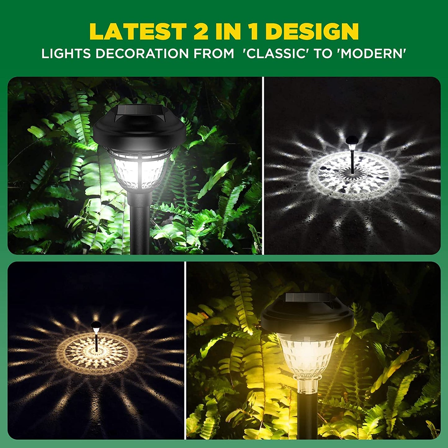 2 in 1 Waterproof Outdoor Solar Lights Solar Powered Garden Lights