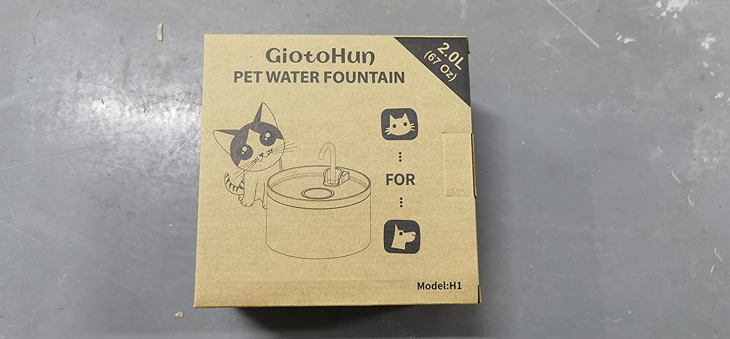 Cat Water Fountain - Pet Silent Water Fountain Built-In Led Light Activated