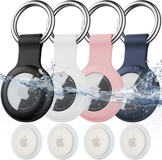 Waterproof Airtag Keychain Holder - Silicone Case Key Ring Air Tag Holder for Luggage Keys Dog Collar