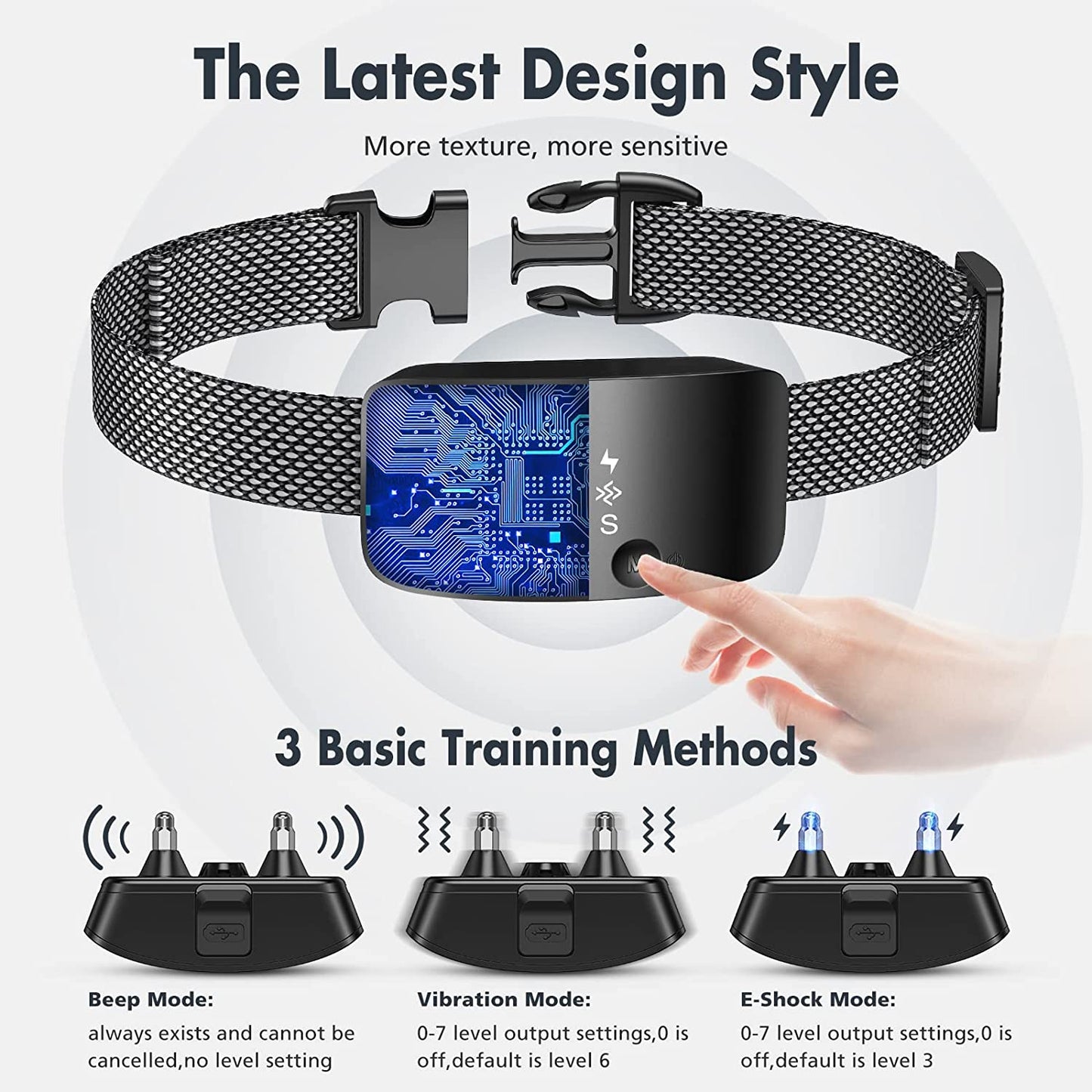 Bark Collar for Dogs Rechargeable anti Barking Training Collar with 7 Adjustable Sensitivity
