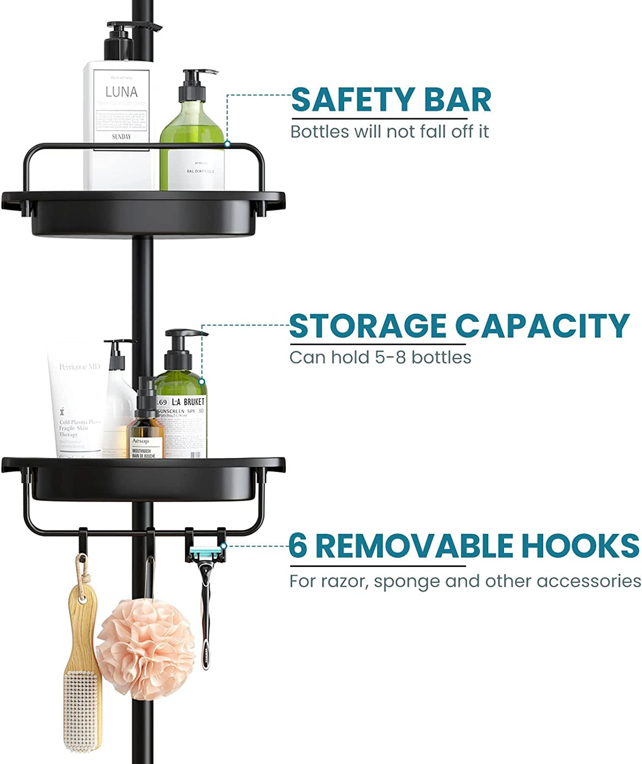 Bathroom Corner Caddy - Bathtub Storage Organizer for Shampoo Accessories