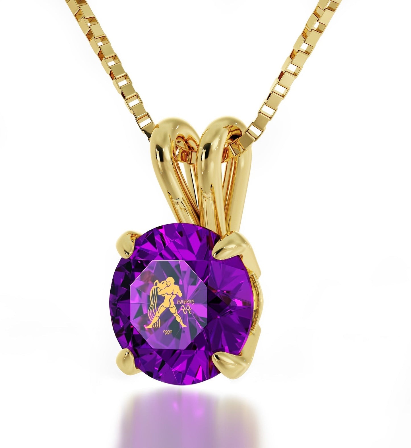 Aquarius Necklace 24k Gold inscribed on Crystal