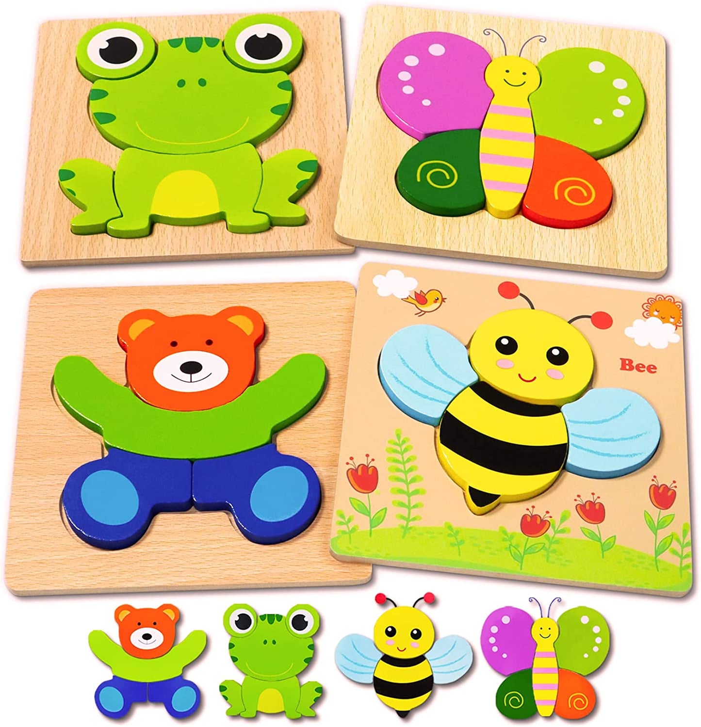 Wooden Puzzles Toys For Boys and Girls Animal Jigsaw Puzzles Learning Educational