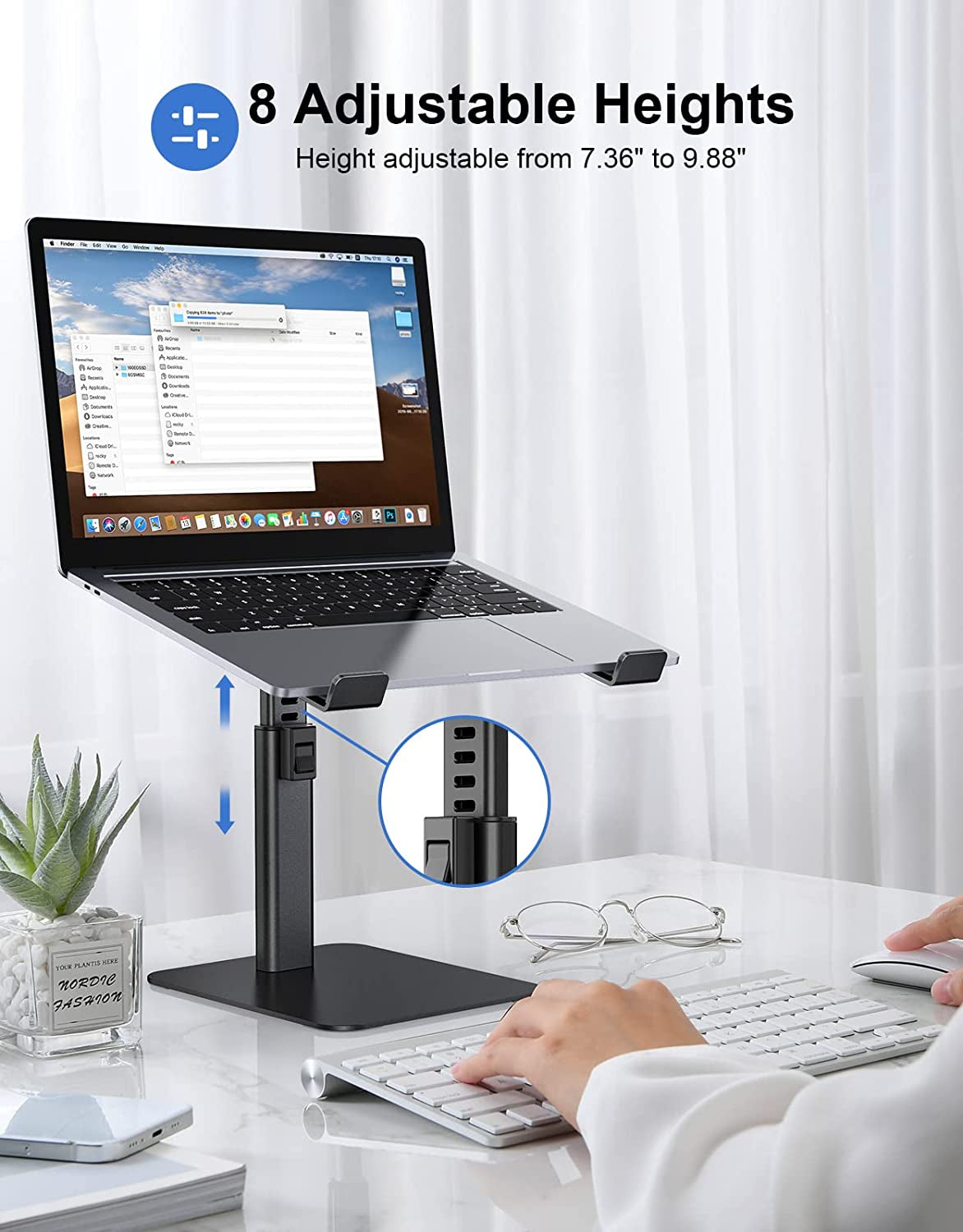 Laptop Stand - 8 Adjustable Height Laptop Stand Riser