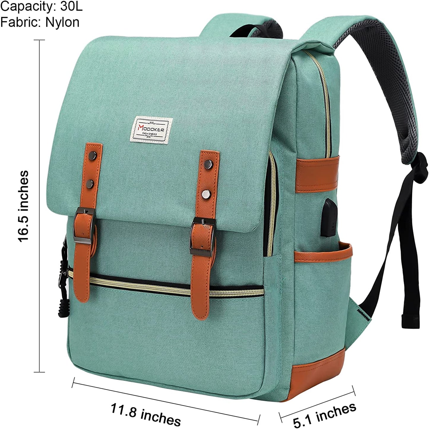Vintage Laptop Backpack - Men & Women Travel Backpacks with USB Charging Port