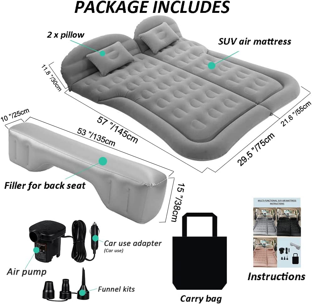 Camping Air Mattress Bed With Cushion Pillow - Inflatable Thickened Air Bed with Air Pump