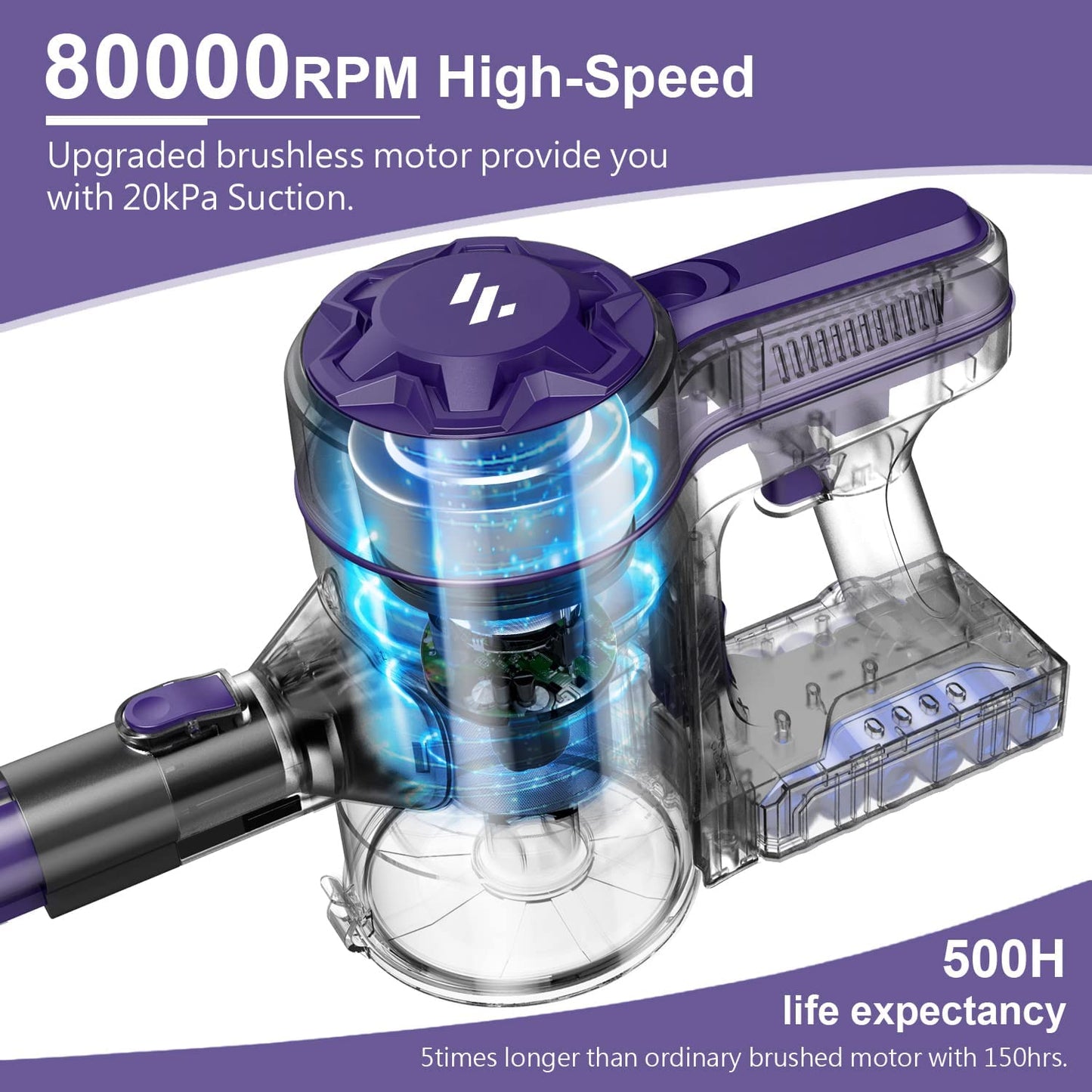 Cordless Vacuum Cleaner - Large Capacity Vacuum Cleaner with Detachable Battery and Washable Dust Cup