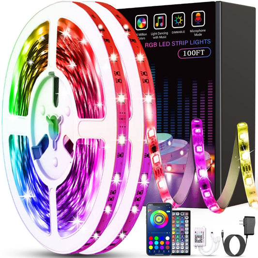 RGB Led Strip Lights - Color Changing Music Sync Led Lights with Remote and App Control