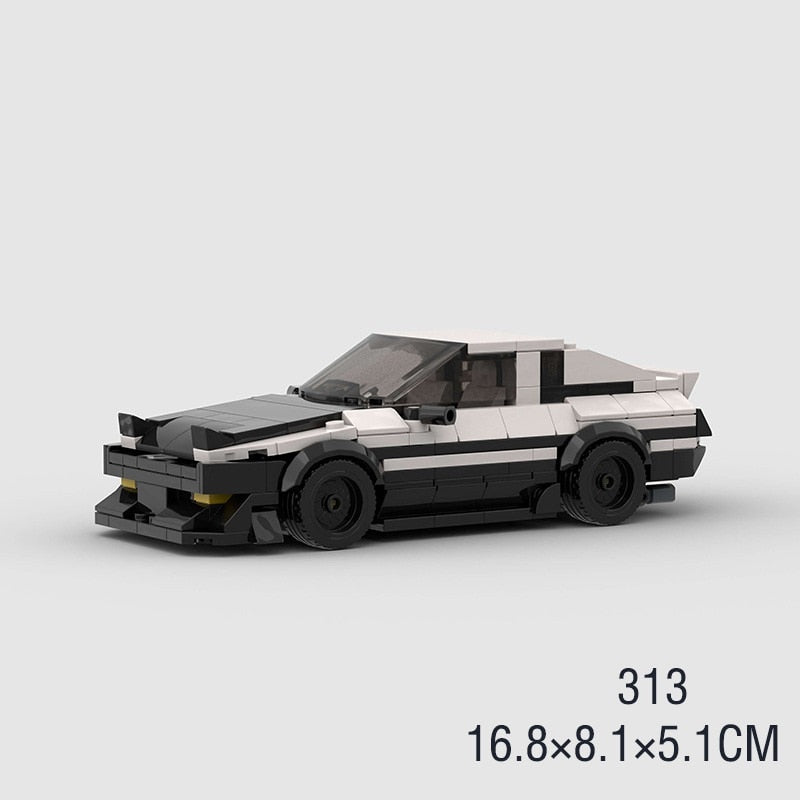 AE86 Black & White Lego Building Block Toy Car