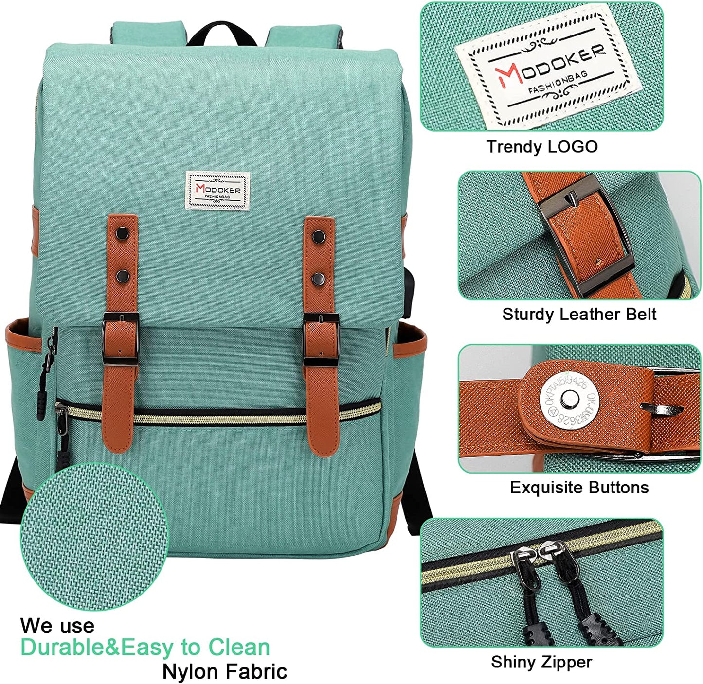 Vintage Laptop Backpack - Men & Women Travel Backpacks with USB Charging Port