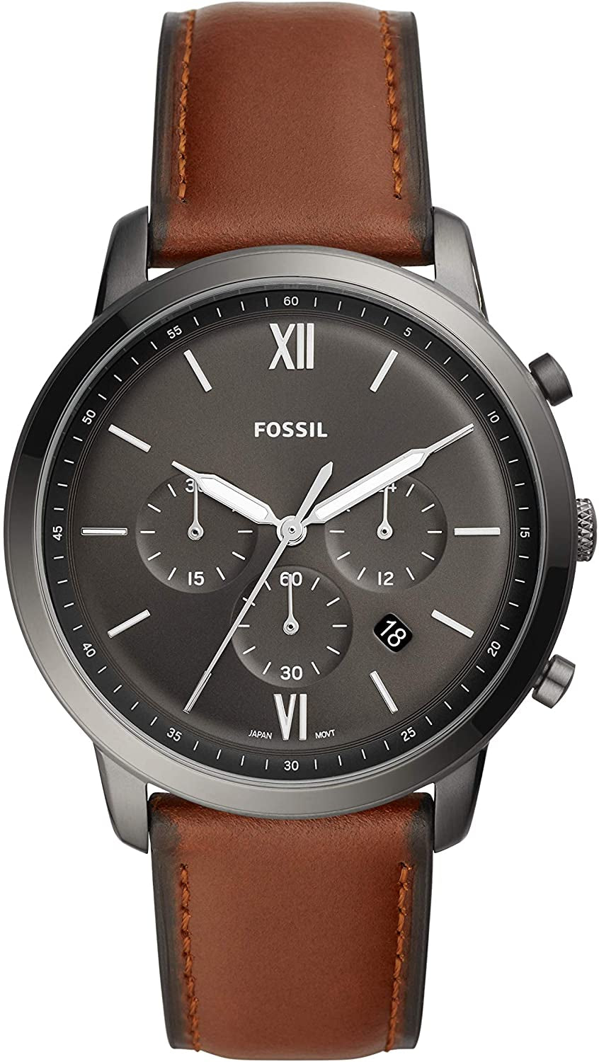 Fossil Neutral Men's Chronograph Watch - Stainless Steel Bracelet or Genuine Leather Band Watches