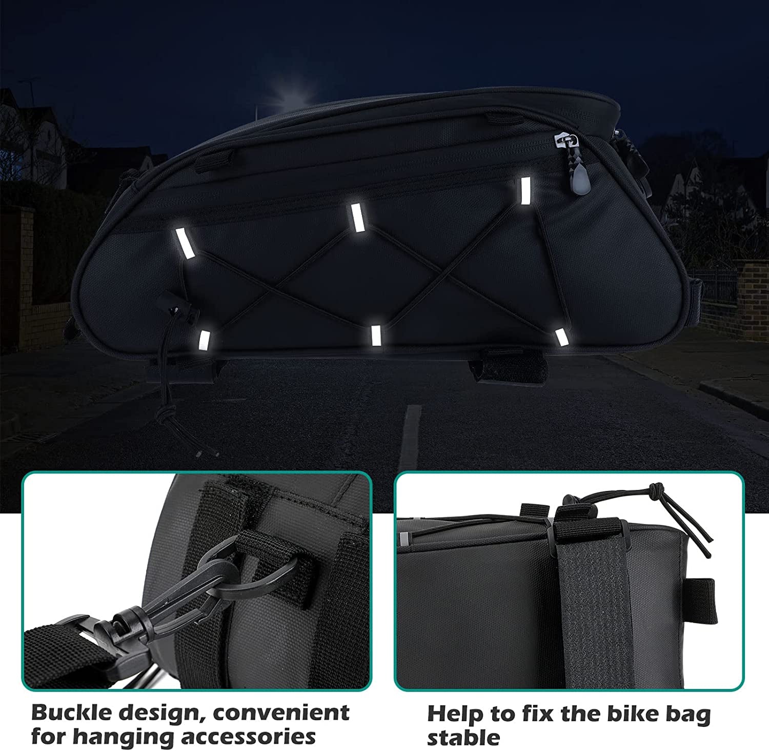 3 in 1 Bicycles Rear Rack Pannier Bag Waterproof Bike Trunk Bags 10L
