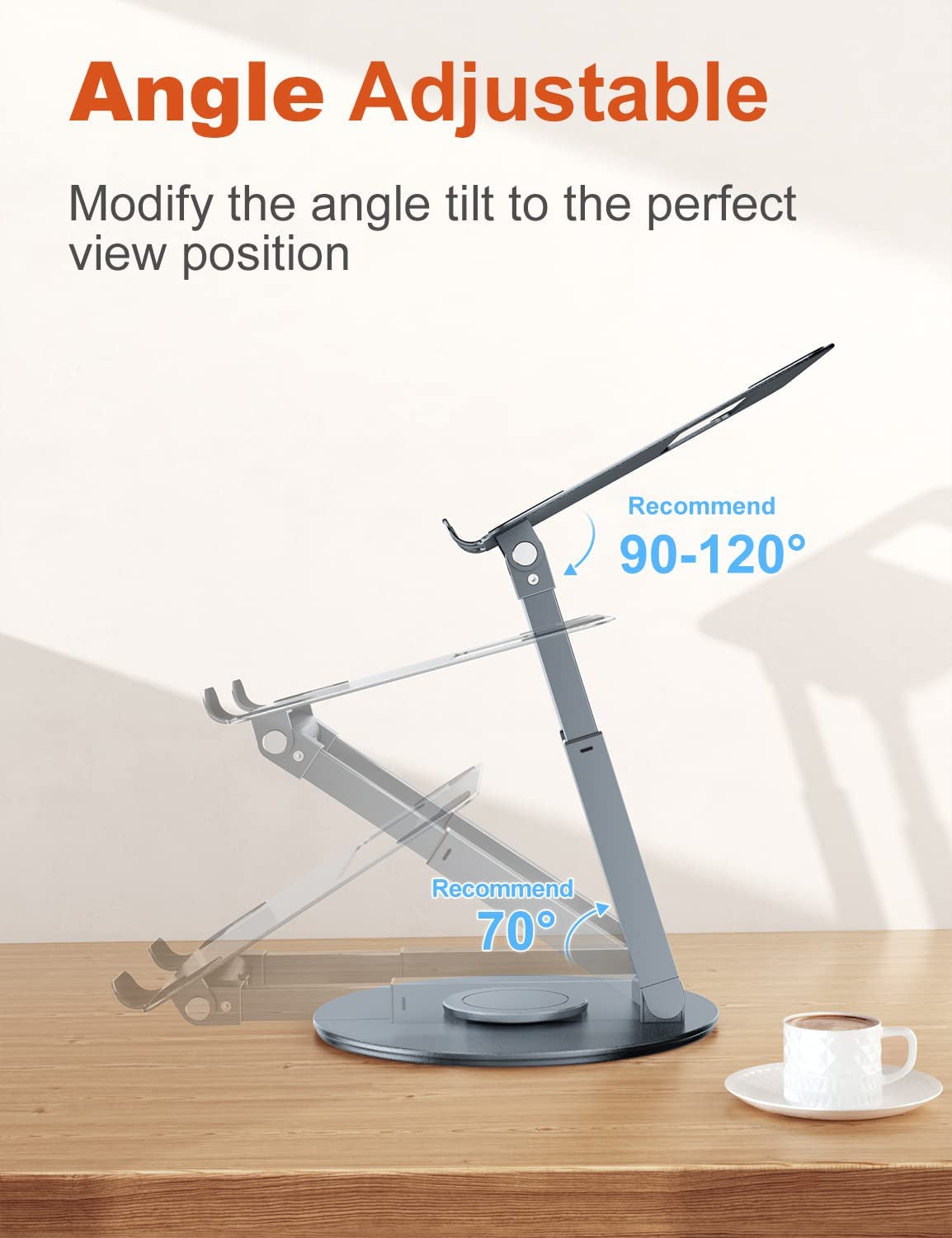 Adjustable Laptop Stand with 360° Swivel Base - Ergonomic Laptop Stand