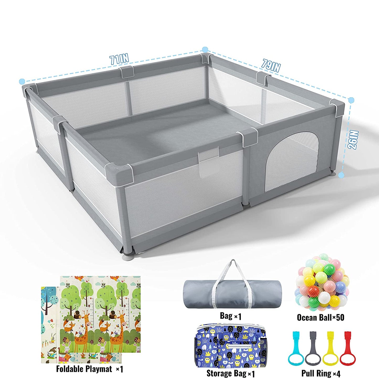 Baby Playpen - Extra Play Yard for Babies and Toddlers with Safety Mat