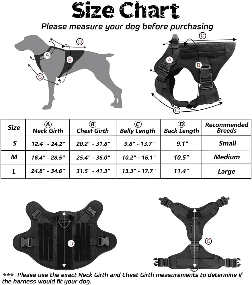 Dog Harness - Heavy Duty Dog Tactical Harness with Handle No-Pull Dog Vest