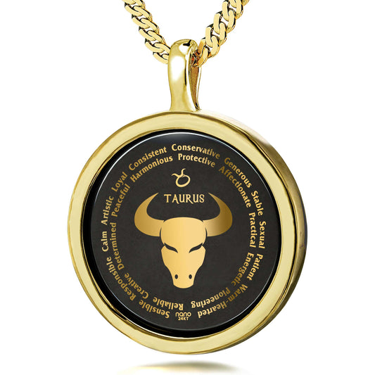Taurus Necklaces 24k Gold Inscribed
