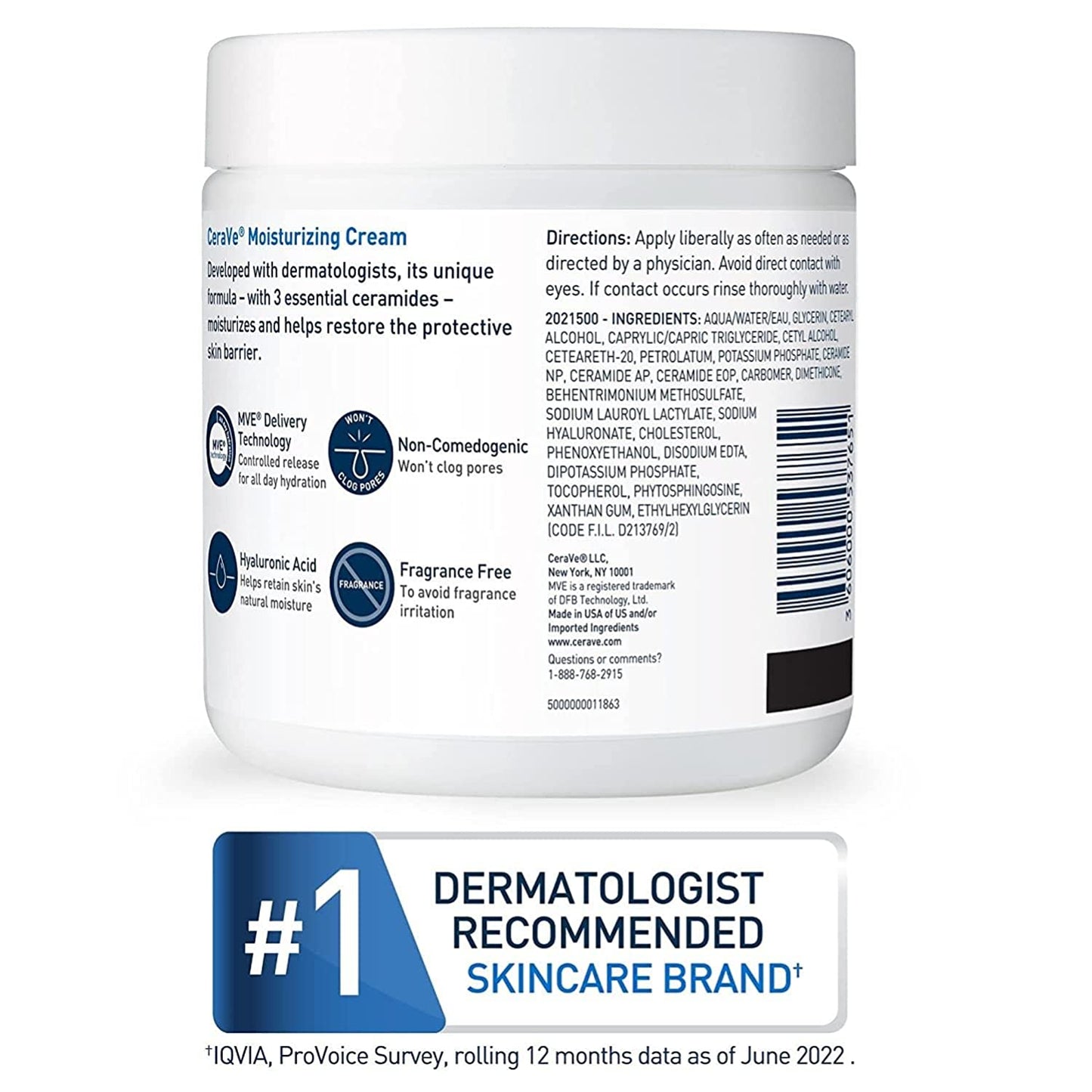 Cerave - Moisturizing Cream Body and Face Moisturizer for Dry Skin Body Cream with Hyaluronic Acid and Ceramides