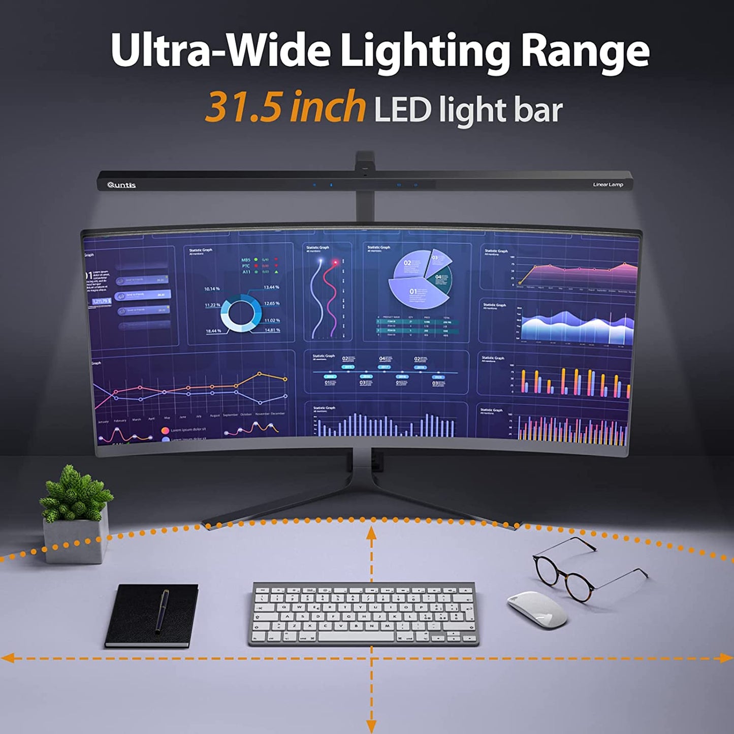 LED Desk Lamp - Auto-Dimming Table Clamp Light