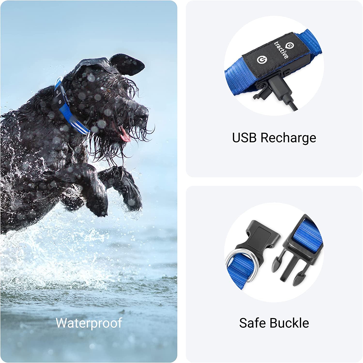 LED Light up Dog Collar - Waterproof & Rechargeable 3 Light Modes for Night Walking