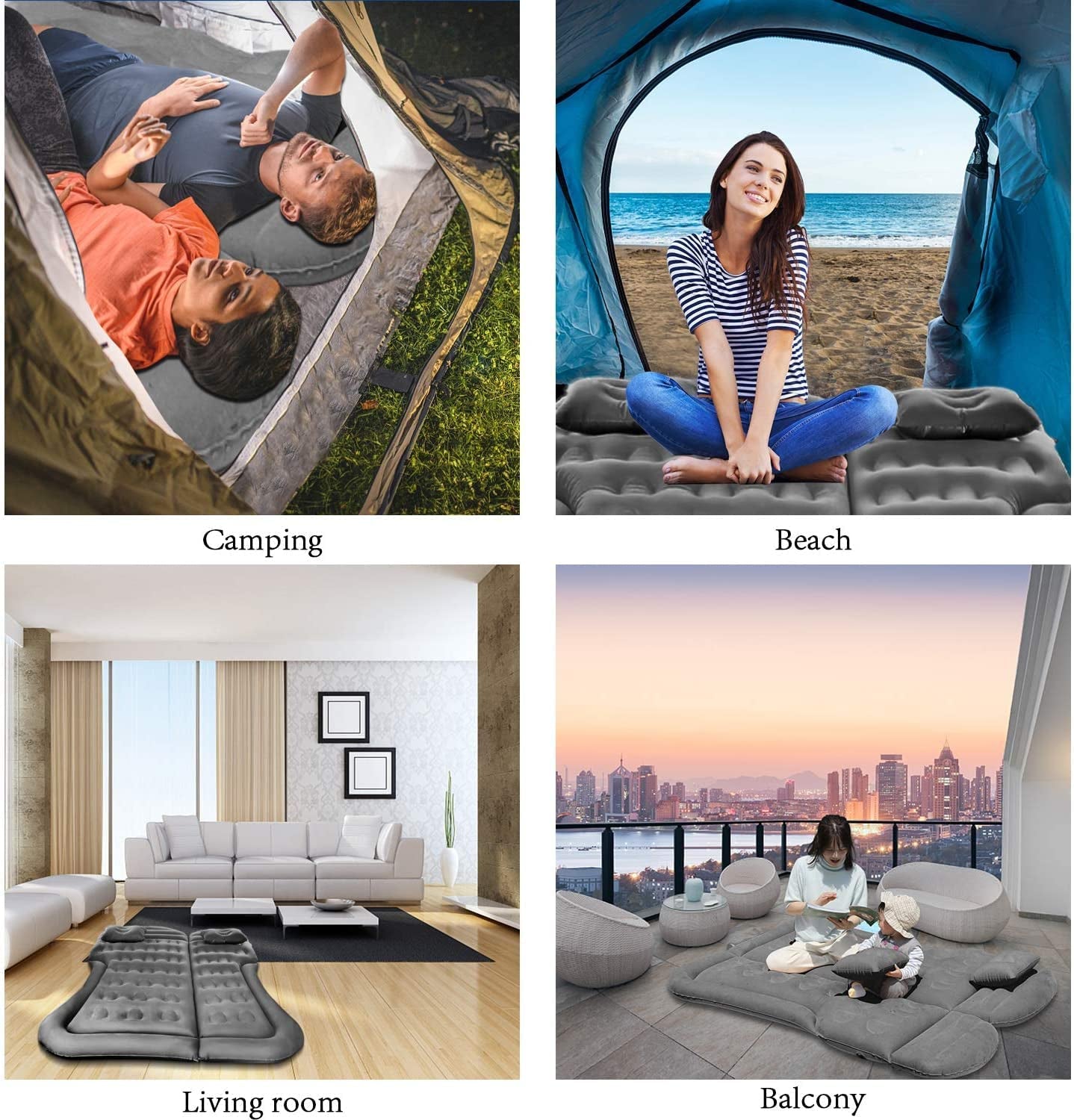 Camping Air Mattress Bed With Cushion Pillow - Inflatable Thickened Air Bed with Air Pump