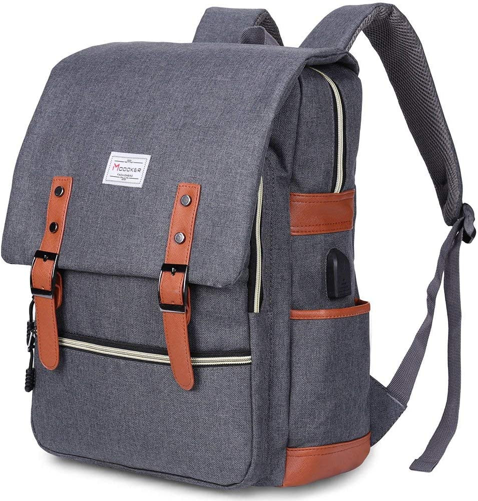 Vintage Laptop Backpack - Men & Women Travel Backpacks with USB Charging Port