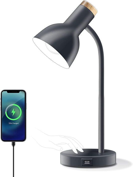 Touch Control LED Desk Lamp - USB Charging Port Table Lamp for Home & Office