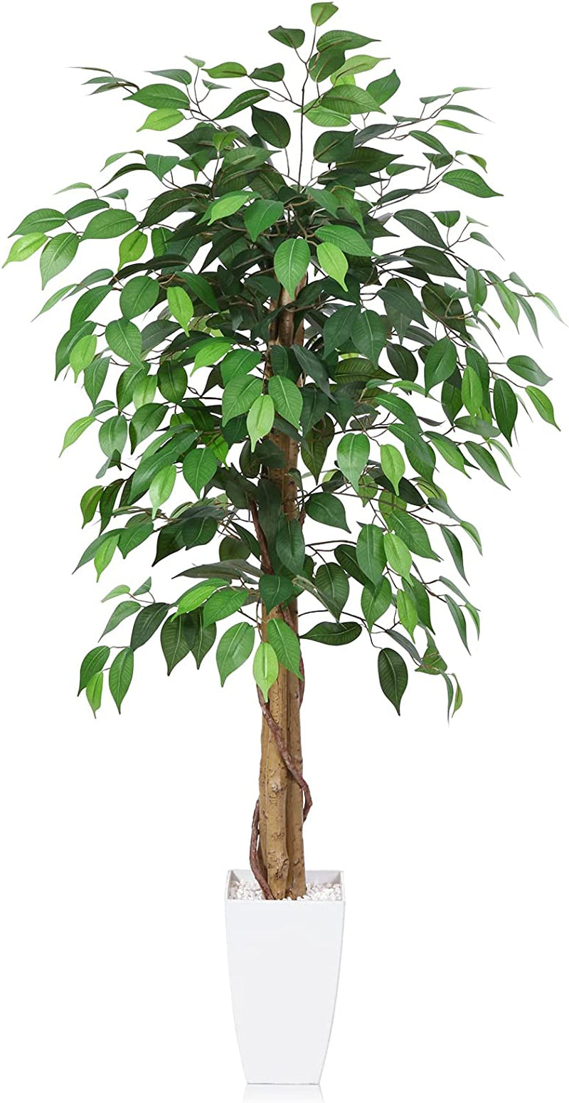Artificial Palm Tree Plant - Tropical Palm Plant with White Taper Planter