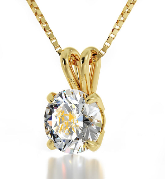 Gemini Necklace 24k Gold Inscribed on Crystal