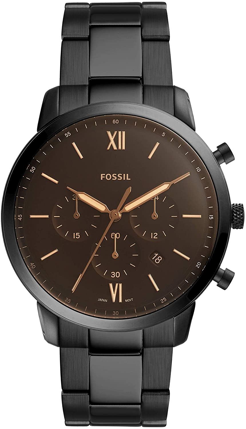 Fossil Neutral Men's Chronograph Watch - Stainless Steel Bracelet or Genuine Leather Band Watches