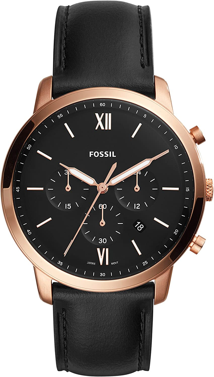 Fossil Neutral Men's Chronograph Watch - Stainless Steel Bracelet or Genuine Leather Band Watches