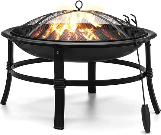 Wood Burning Firepit Bowl for Backyard Camping/Deck Picnic