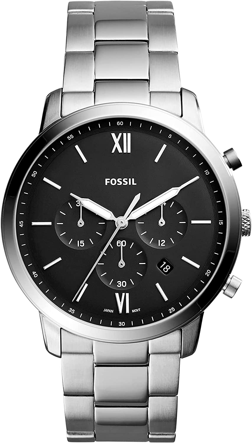 Fossil Neutral Men's Chronograph Watch - Stainless Steel Bracelet or Genuine Leather Band Watches