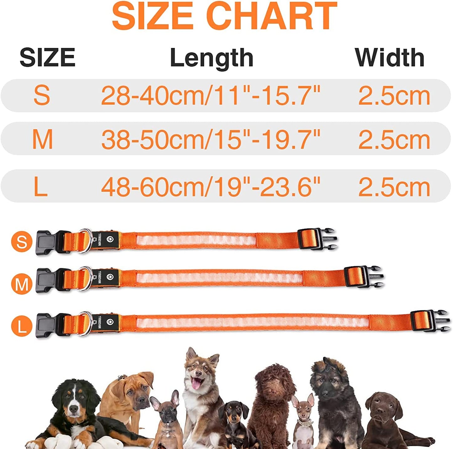 Dog Collars - Waterproof LED Rechargeable Dog Collar