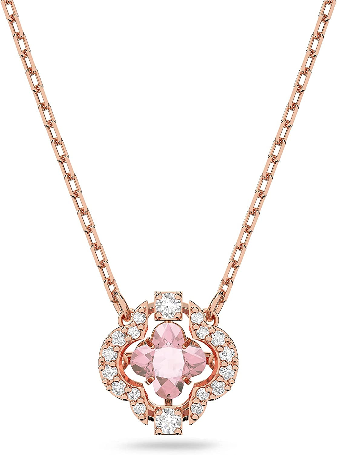 Sparkling Clover Crystals Necklace Pink Earrings & Bracelet Jewelry