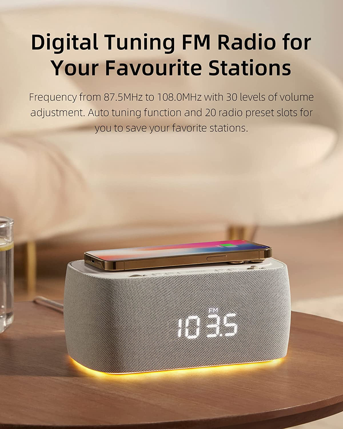 6 in 1 Smart Alarm Clock with Wireless Charger - Speaker and LED Display