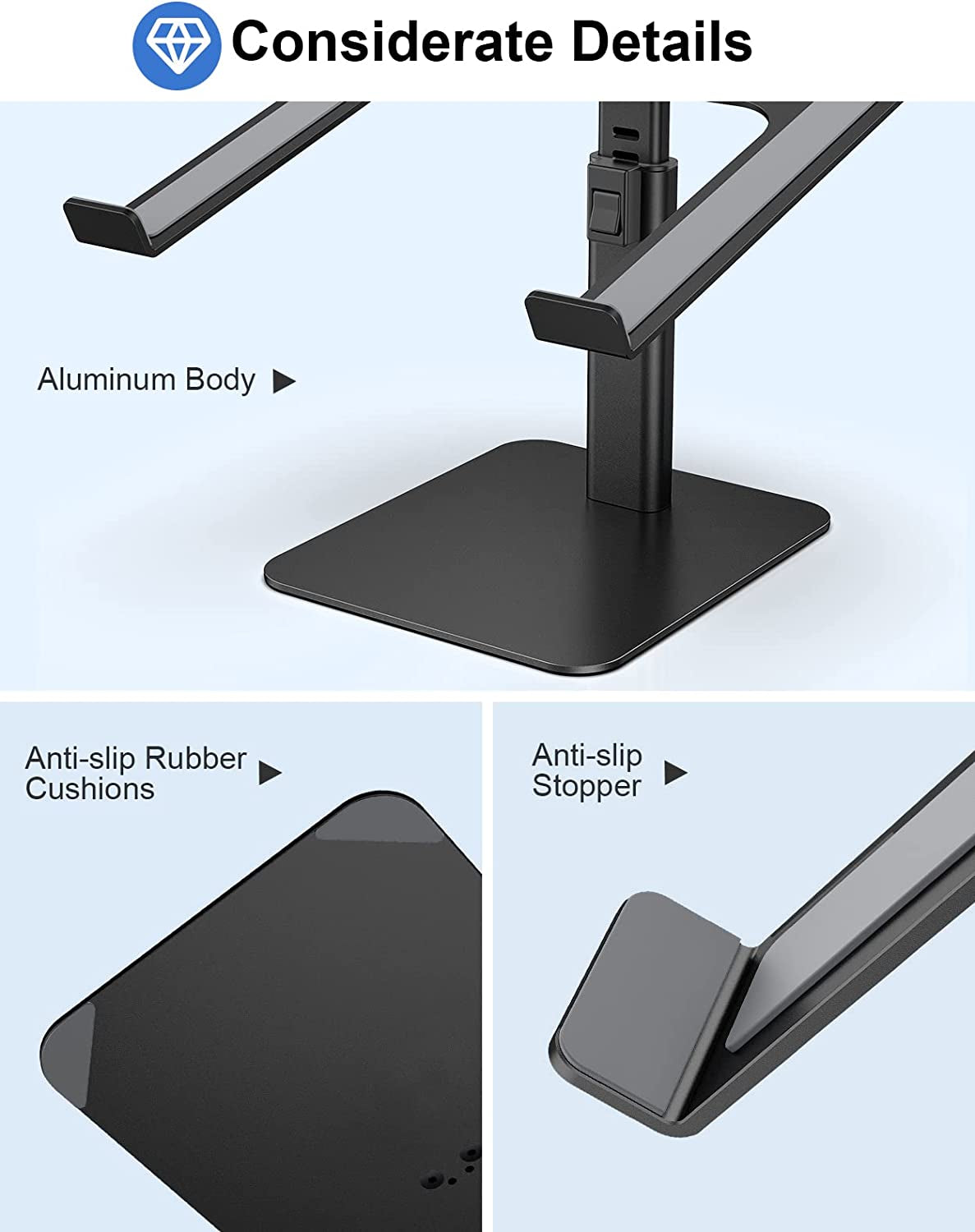 Laptop Stand - 8 Adjustable Height Laptop Stand Riser