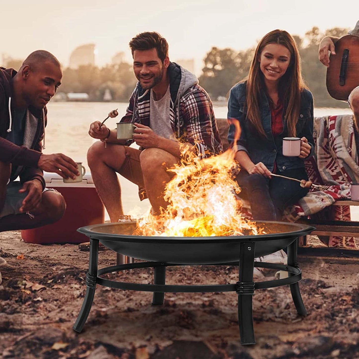 Wood Burning Firepit Bowl for Backyard Camping/Deck Picnic