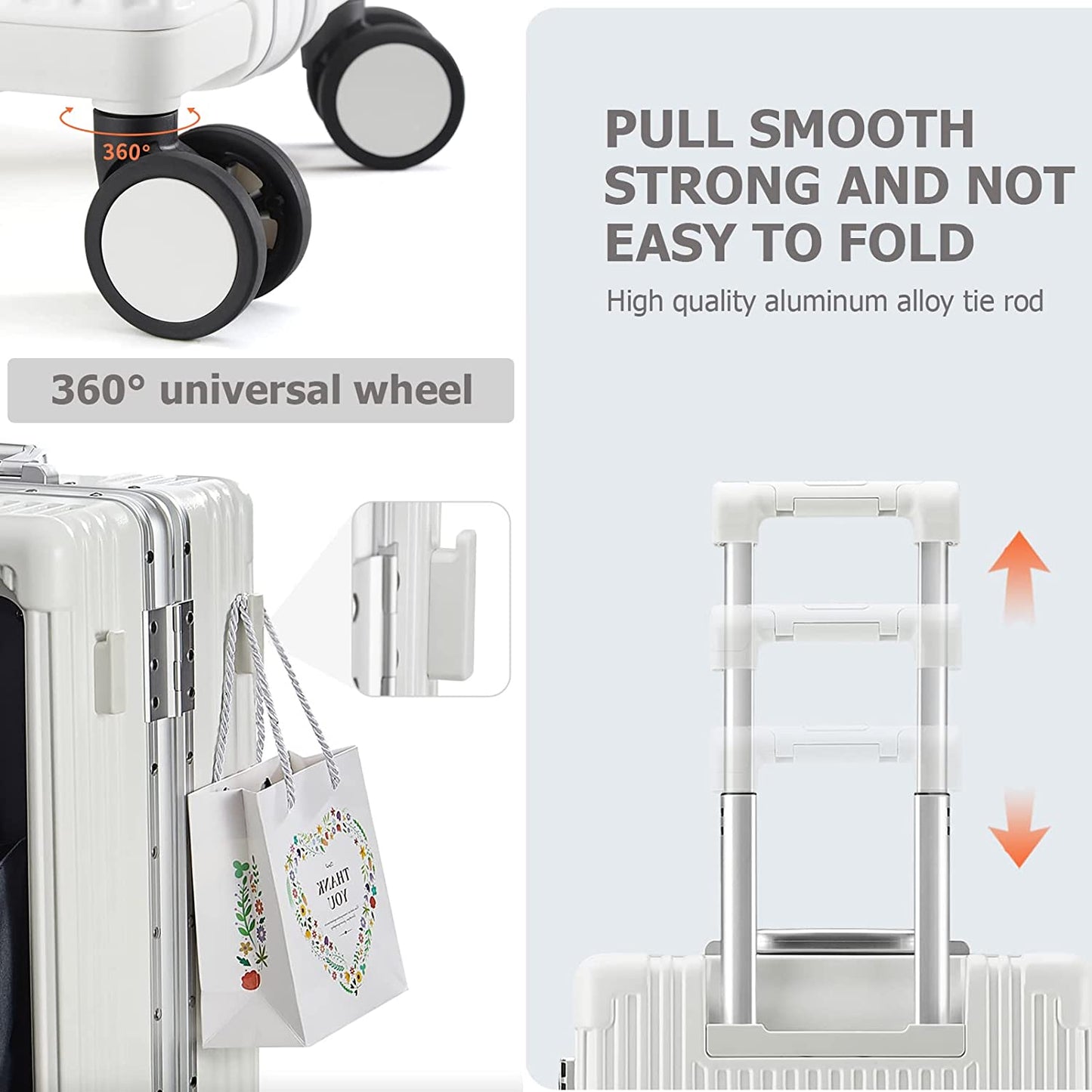 Hardside Expandable Luggage - Built-In TSA Lock Suitcase with USB Port & Cup Holder & Phone Holder