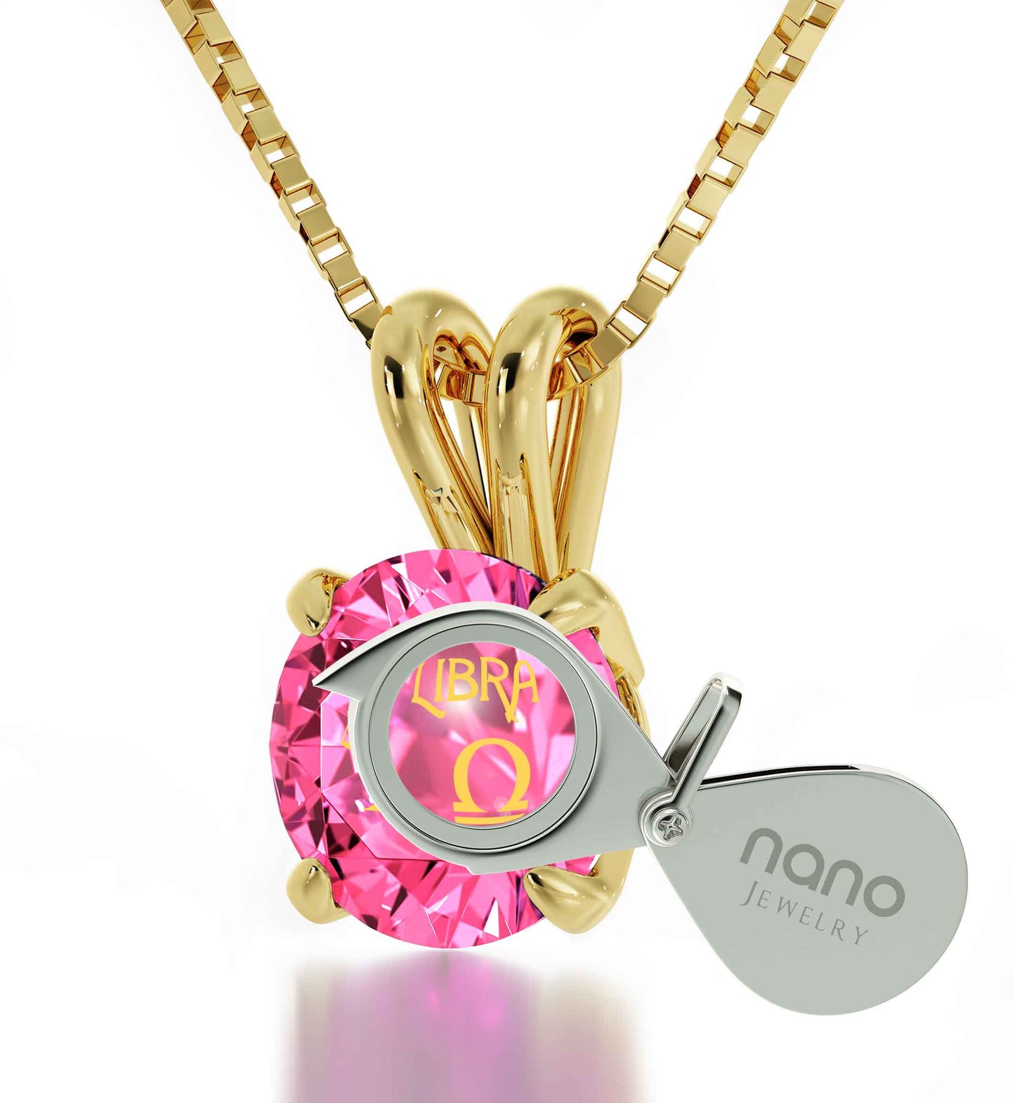 Libra Necklace 24k Gold Inscribed on Crystal