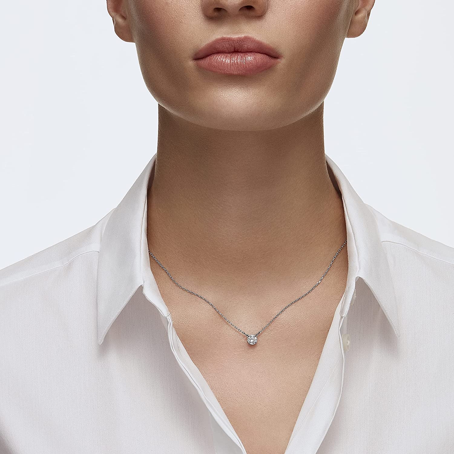 Crystal Attract Necklace Rhodium Tone Finish Jewelry